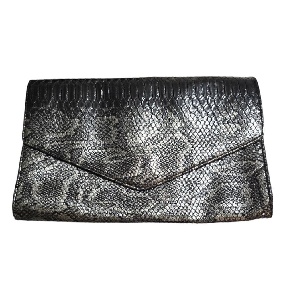 Giannini Genuine Faux Snake Print Leather Envelope Clutch